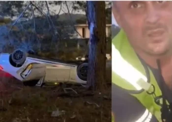 “Benzi” u përplas me pishën dhe shpërtheu në flakë, polici “hero” nuk pret zjarrfikësen! Futet mes flakëve dhe shpëton tre të rinjtë në Fier