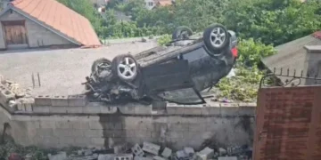 Aksident i frikshëm në vend! Makina fluturon dhe përfundon mbi çatinë e shtëpisë, nje person…